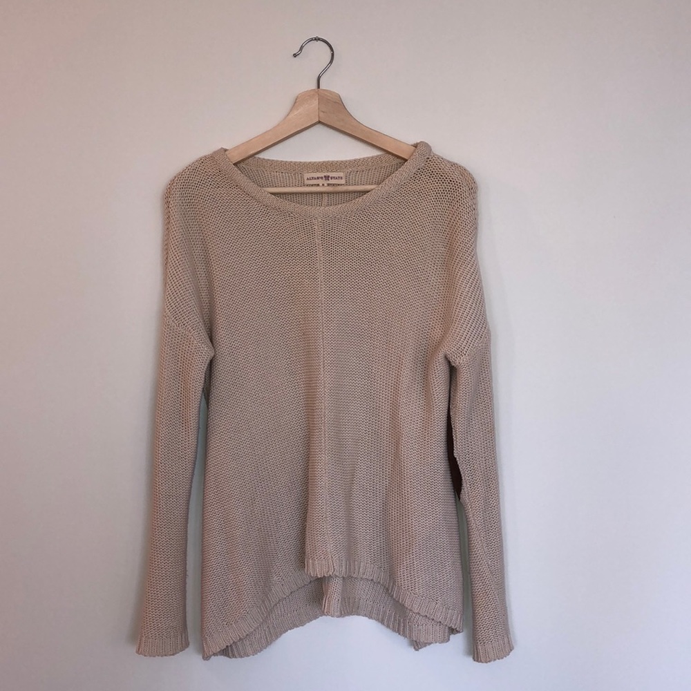 Knit sweater with velvet brown elbow pads